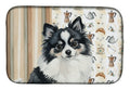 Black and White Pomeranian Coffee Bar Dish Drying Mat Absorbent Dish Drying Mat Pad for Kitchen Counter Dish Drainer Mat for Countertop, 14 x 21", Multicolor