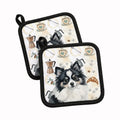 Black and White Pomeranian Coffee Bar Pot Holder Set of 2 Heat Resistant Quilted Hot Pads 7.5 x 7.5 Inch, Insulated Kitchen Trivets for Cooking & Baking