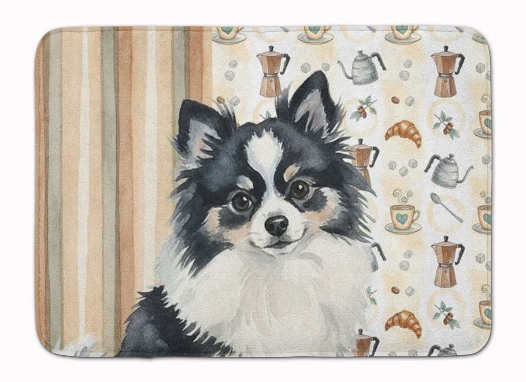 Black and White Pomeranian Coffee Bar Memory Foam Kitchen Mat Machine Washable Anti-Fatigue Cushion Comfort Bath or Kitchen Rug