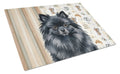 Black Pomeranian Coffee Bar Cutting Board Tempered Glass Kitchen Cutting Surface, Heat Resistant Chopping, Non-Slip Feet, Food Prep & Serving