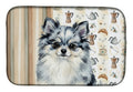 Blue Merle Pomeranian Coffee Bar Dish Drying Mat Absorbent Dish Drying Mat Pad for Kitchen Counter Dish Drainer Mat for Countertop, 14 x 21", Multicolor