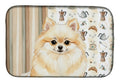 Cream Pomeranian Coffee Bar Dish Drying Mat Absorbent Dish Drying Mat Pad for Kitchen Counter Dish Drainer Mat for Countertop, 14 x 21", Multicolor