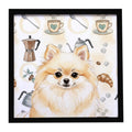 Cream Pomeranian Coffee Bar Framed Metal Print Bathroom, Kitchen, Office, Home Decor Wall Art Ready to Hang, Square, 8X8