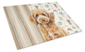 Miniature Apricot Poodle Coffee Bar Cutting Board Tempered Glass Kitchen Cutting Surface, Heat Resistant Chopping, Non-Slip Feet, Food Prep & Serving