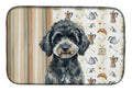 Miniature Black Poodle Coffee Bar Dish Drying Mat Absorbent Dish Drying Mat Pad for Kitchen Counter Dish Drainer Mat for Countertop, 14 x 21", Multicolor