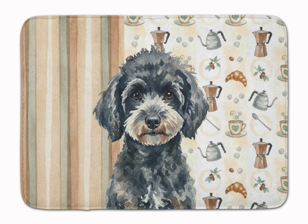 Miniature Black Poodle Coffee Bar Memory Foam Kitchen Mat Machine Washable Anti-Fatigue Cushion Comfort Bath or Kitchen Rug