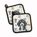 Miniature Parti Poodle Coffee Bar Pot Holder Set of 2 Heat Resistant Quilted Hot Pads 7.5 x 7.5 Inch, Insulated Kitchen Trivets for Cooking & Baking