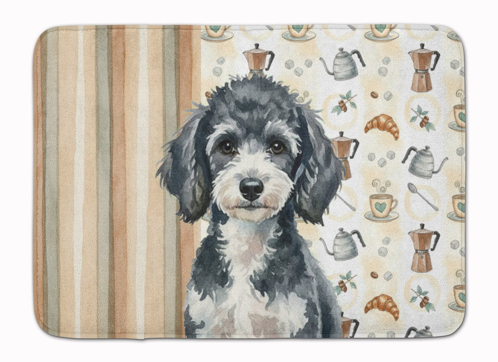 Miniature Parti Poodle Coffee Bar Memory Foam Kitchen Mat Machine Washable Anti-Fatigue Cushion Comfort Bath or Kitchen Rug