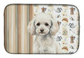 Miniature White Poodle Coffee Bar Dish Drying Mat Absorbent Dish Drying Mat Pad for Kitchen Counter Dish Drainer Mat for Countertop, 14 x 21", Multicolor