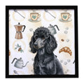 Standard Black Poodle Coffee Bar Framed Metal Print Bathroom, Kitchen, Office, Home Decor Wall Art Ready to Hang, Square, 8X8