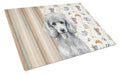 Standard Silver Poodle Coffee Bar Cutting Board Tempered Glass Kitchen Cutting Surface, Heat Resistant Chopping, Non-Slip Feet, Food Prep & Serving