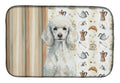 Standard White Poodle Coffee Bar Dish Drying Mat Absorbent Dish Drying Mat Pad for Kitchen Counter Dish Drainer Mat for Countertop, 14 x 21", Multicolor