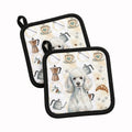 Standard White Poodle Coffee Bar Pot Holder Set of 2 Heat Resistant Quilted Hot Pads 7.5 x 7.5 Inch, Insulated Kitchen Trivets for Cooking & Baking