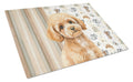 Toy Apricot Poodle Coffee Bar Cutting Board Tempered Glass Kitchen Cutting Surface, Heat Resistant Chopping, Non-Slip Feet, Food Prep & Serving