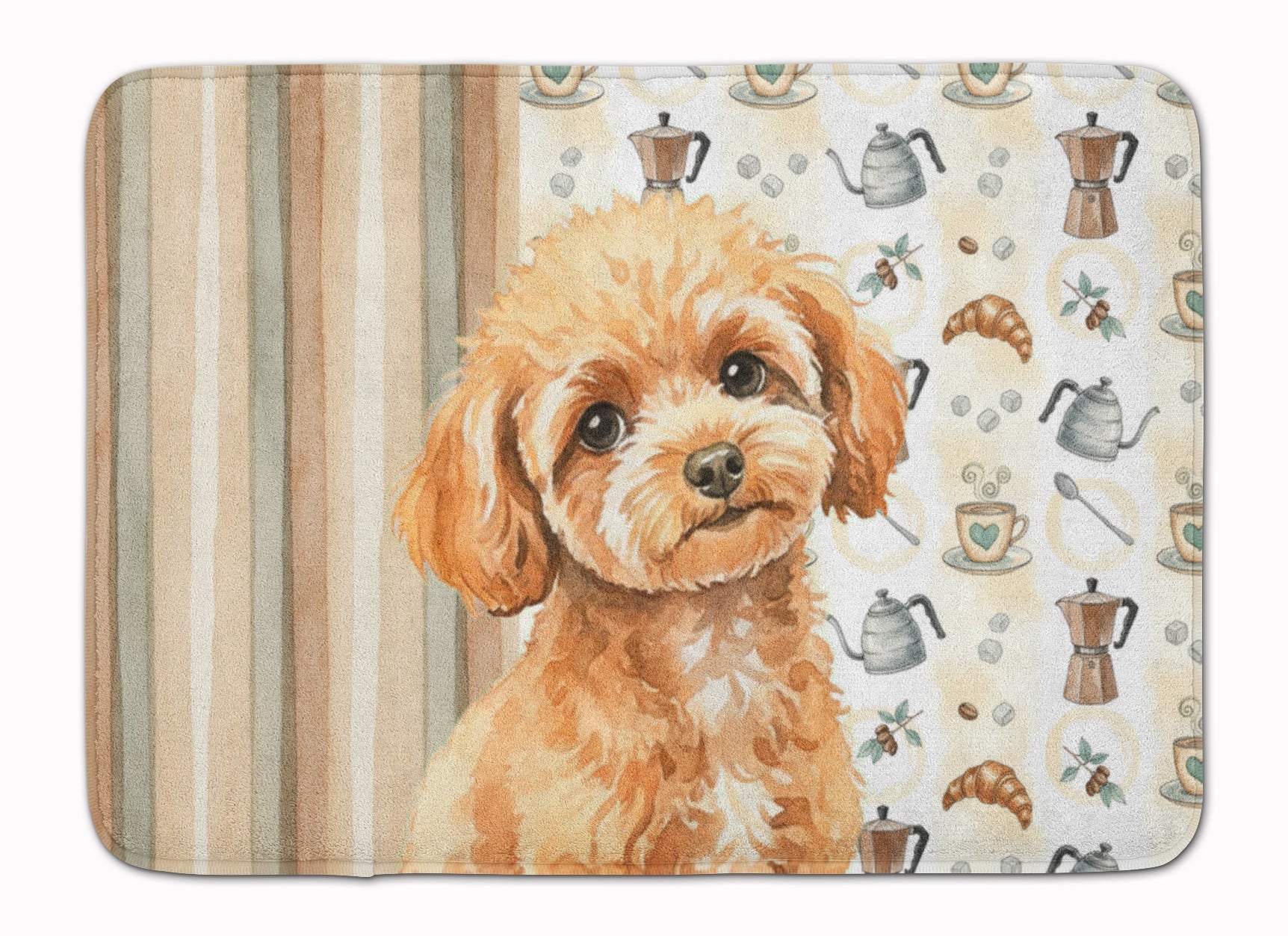 Toy Apricot Poodle Coffee Bar Memory Foam Kitchen Mat Machine Washable Anti-Fatigue Cushion Comfort Bath or Kitchen Rug