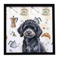 Toy Black Poodle Coffee Bar Framed Metal Print Bathroom, Kitchen, Office, Home Decor Wall Art Ready to Hang, Square, 8X8