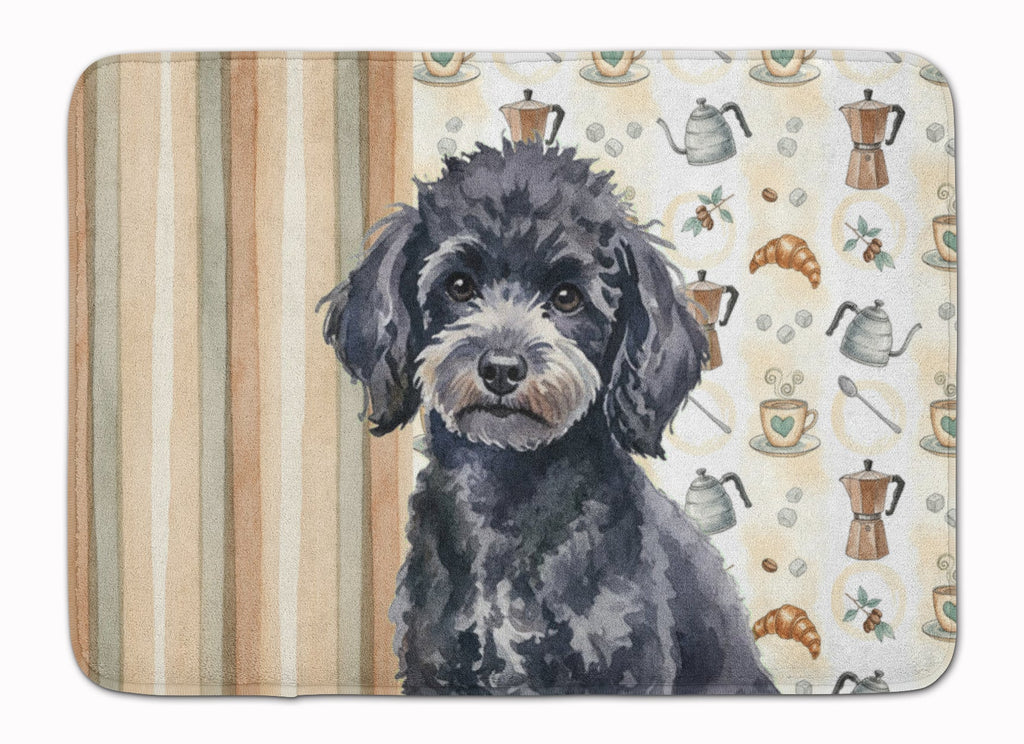 Toy Black Poodle Coffee Bar Memory Foam Kitchen Mat Machine Washable Anti-Fatigue Cushion Comfort Bath or Kitchen Rug