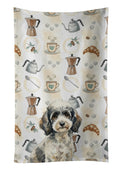 Toy Parti Poodle Coffee Bar Kitchen Towel Velour Plush Front and Cotton Loop Back Machine Washable