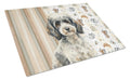 Toy Parti Poodle Coffee Bar Cutting Board Tempered Glass Kitchen Cutting Surface, Heat Resistant Chopping, Non-Slip Feet, Food Prep & Serving