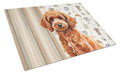 Toy Red Poodle Coffee Bar Cutting Board Tempered Glass Kitchen Cutting Surface, Heat Resistant Chopping, Non-Slip Feet, Food Prep & Serving