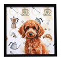 Toy Red Poodle Coffee Bar Framed Metal Print Bathroom, Kitchen, Office, Home Decor Wall Art Ready to Hang, Square, 8X8