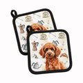 Toy Red Poodle Coffee Bar Pot Holder Set of 2 Heat Resistant Quilted Hot Pads 7.5 x 7.5 Inch, Insulated Kitchen Trivets for Cooking & Baking