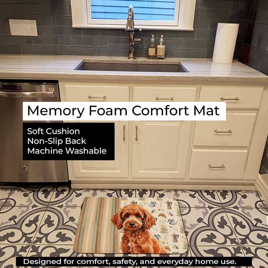 Toy Red Poodle Coffee Bar Memory Foam Kitchen Mat Machine Washable Anti-Fatigue Cushion Comfort Bath or Kitchen Rug