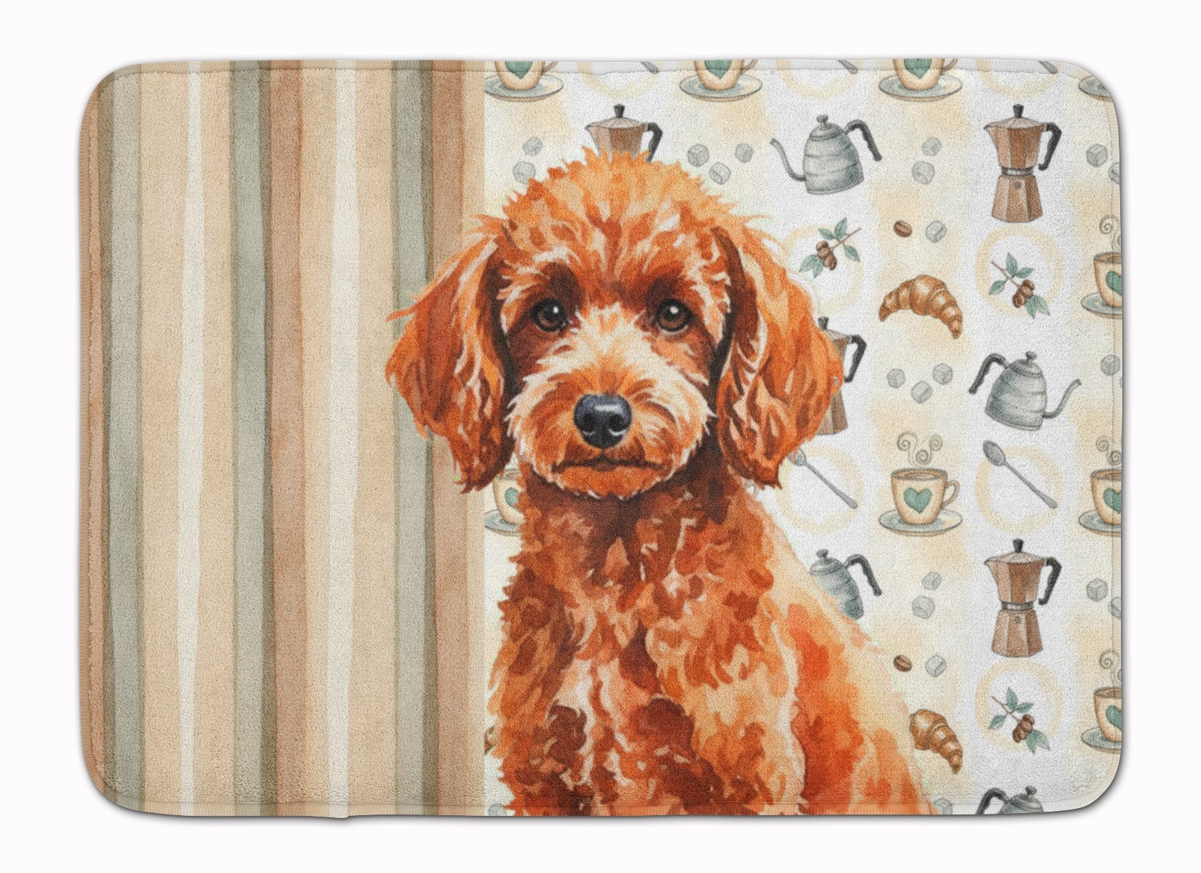 Toy Red Poodle Coffee Bar Memory Foam Kitchen Mat Machine Washable Anti-Fatigue Cushion Comfort Bath or Kitchen Rug