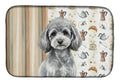 Toy Silver Poodle Coffee Bar Dish Drying Mat Absorbent Dish Drying Mat Pad for Kitchen Counter Dish Drainer Mat for Countertop, 14 x 21", Multicolor
