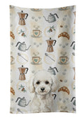 Toy White Poodle Coffee Bar Kitchen Towel Velour Plush Front and Cotton Loop Back Machine Washable