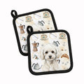 Toy White Poodle Coffee Bar Pot Holder Set of 2 Heat Resistant Quilted Hot Pads 7.5 x 7.5 Inch, Insulated Kitchen Trivets for Cooking & Baking