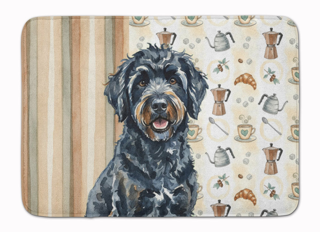 Black Portuguese Water Dog Coffee Bar Memory Foam Kitchen Mat Machine Washable Anti-Fatigue Cushion Comfort Bath or Kitchen Rug