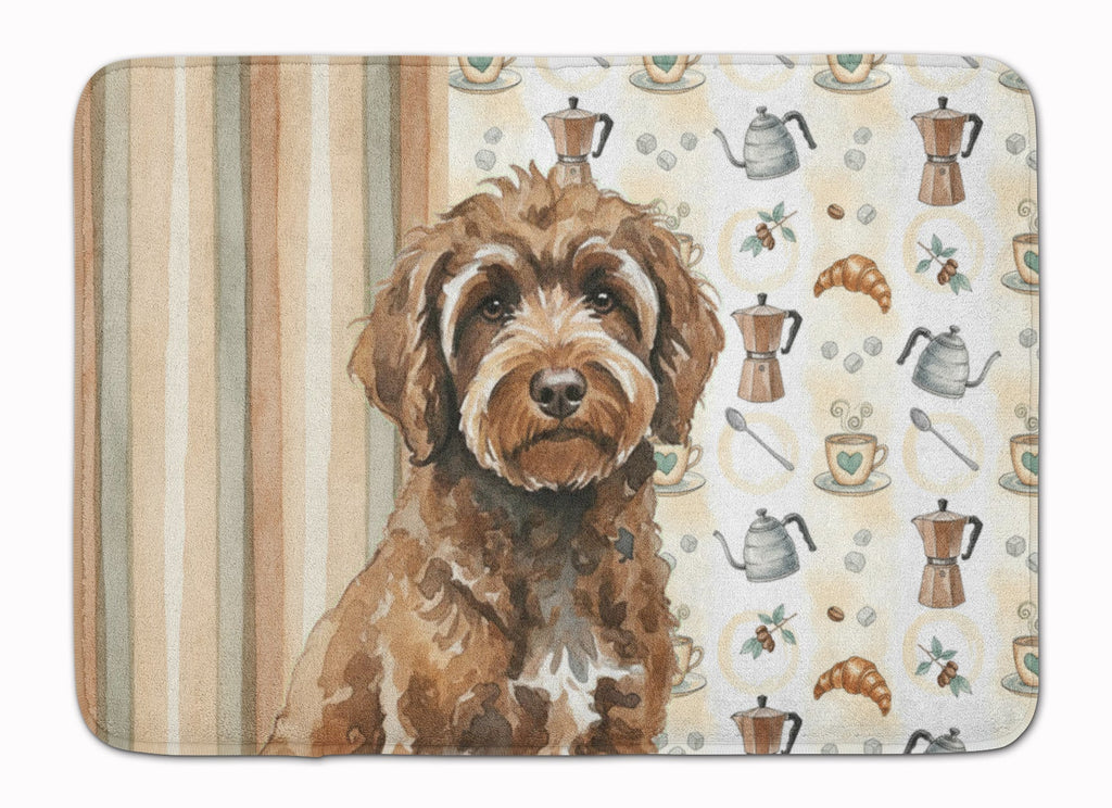 Brown Portuguese Water Dog Coffee Bar Memory Foam Kitchen Mat Machine Washable Anti-Fatigue Cushion Comfort Bath or Kitchen Rug