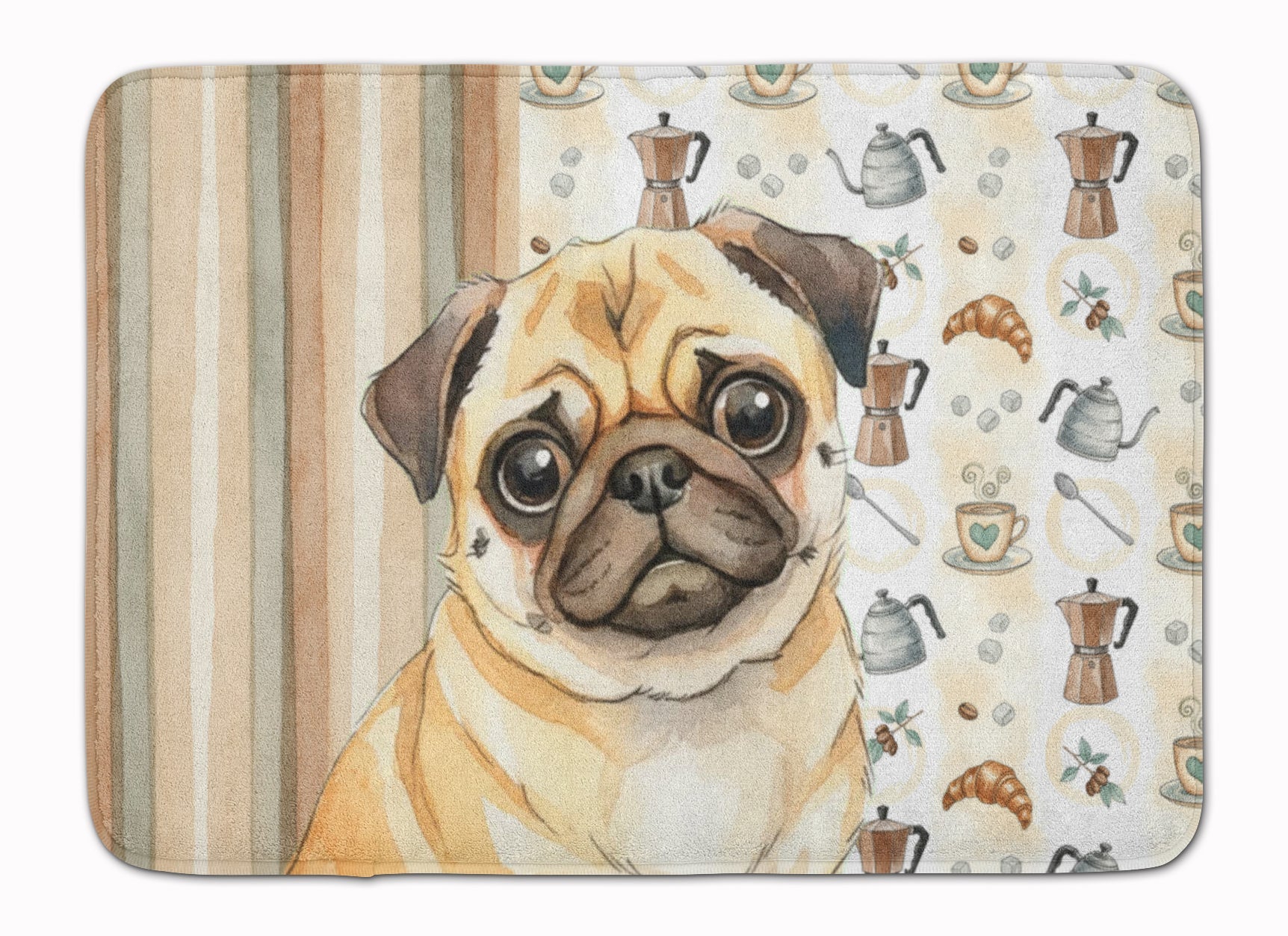 Fawn Pug Coffee Bar Memory Foam Kitchen Mat Machine Washable Anti-Fatigue Cushion Comfort Bath or Kitchen Rug