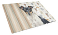 Black and White Rat Terrier Coffee Bar Cutting Board Tempered Glass Kitchen Cutting Surface, Heat Resistant Chopping, Non-Slip Feet, Food Prep & Serving