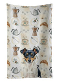 Tricolor Rat Terrier Coffee Bar Kitchen Towel Velour Plush Front and Cotton Loop Back Machine Washable