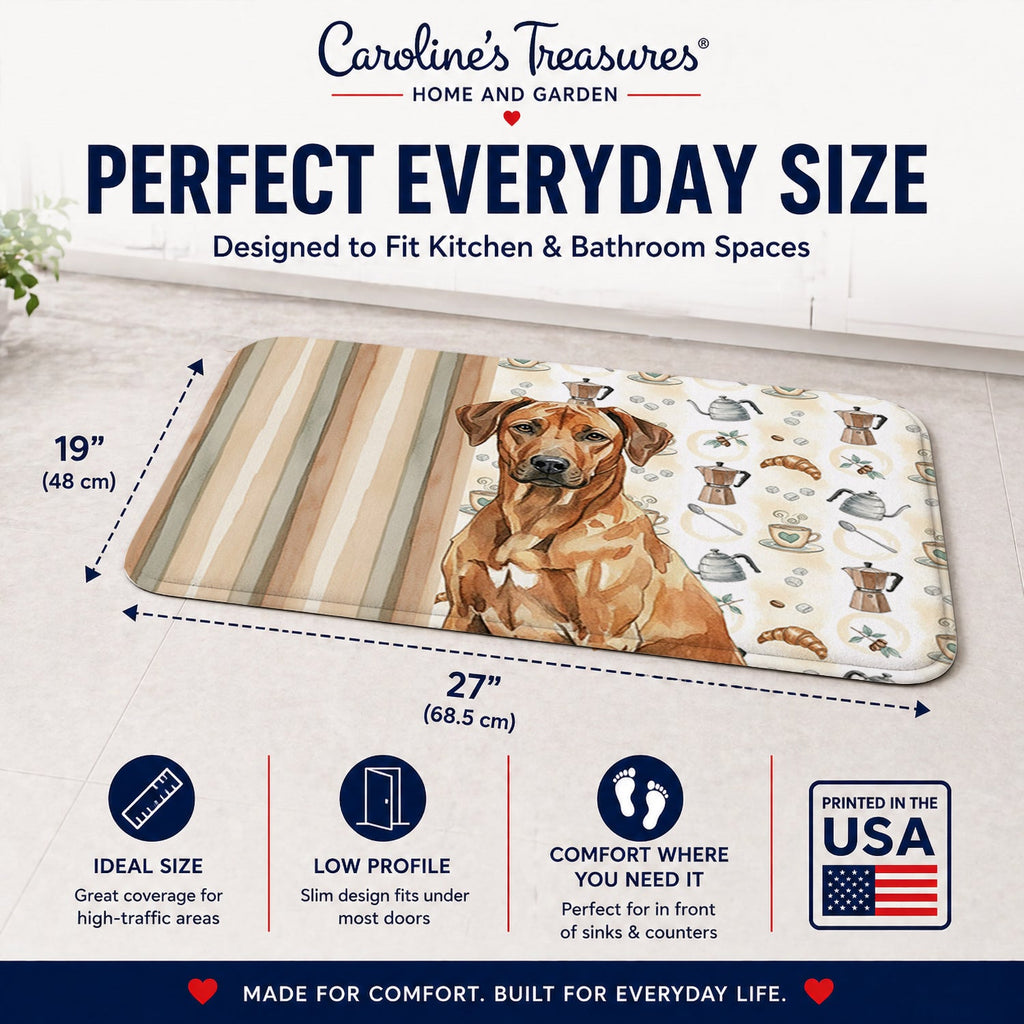 Rhodesian Ridgeback Coffee Bar Memory Foam Kitchen Mat Machine Washable Anti-Fatigue Cushion Comfort Bath or Kitchen Rug