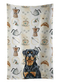 Rottweiler Coffee Bar Kitchen Towel Velour Plush Front and Cotton Loop Back Machine Washable