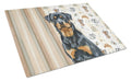 Rottweiler Coffee Bar Cutting Board Tempered Glass Kitchen Cutting Surface, Heat Resistant Chopping, Non-Slip Feet, Food Prep & Serving