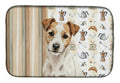 White with Tan Markings Russell Terrier Coffee Bar Dish Drying Mat Absorbent Dish Drying Mat Pad for Kitchen Counter Dish Drainer Mat for Countertop, 14 x 21", Multicolor