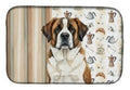 Brindle and White Saint Bernard Coffee Bar Dish Drying Mat Absorbent Dish Drying Mat Pad for Kitchen Counter Dish Drainer Mat for Countertop, 14 x 21", Multicolor