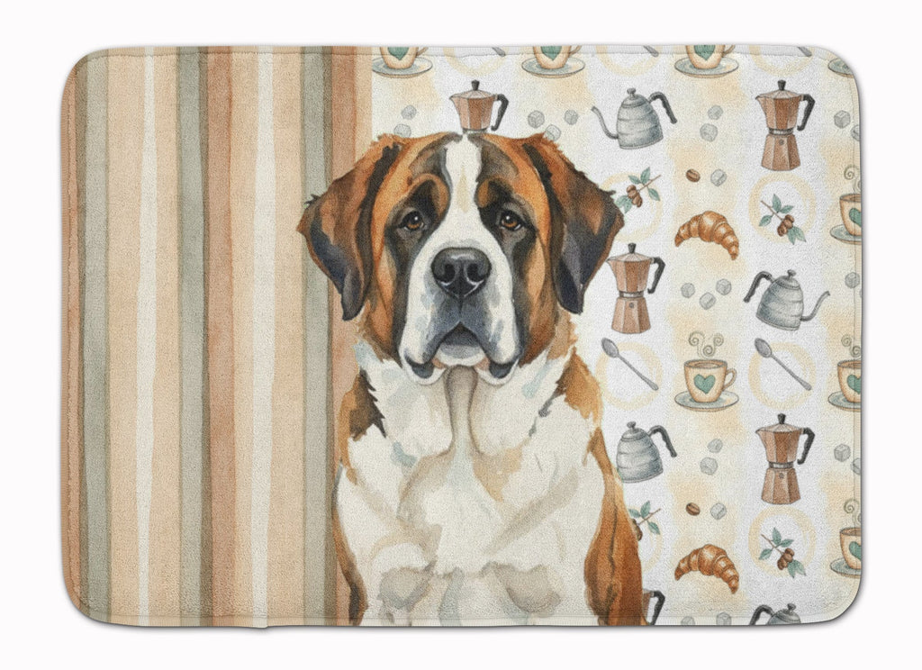 Brindle and White Saint Bernard Coffee Bar Memory Foam Kitchen Mat Machine Washable Anti-Fatigue Cushion Comfort Bath or Kitchen Rug