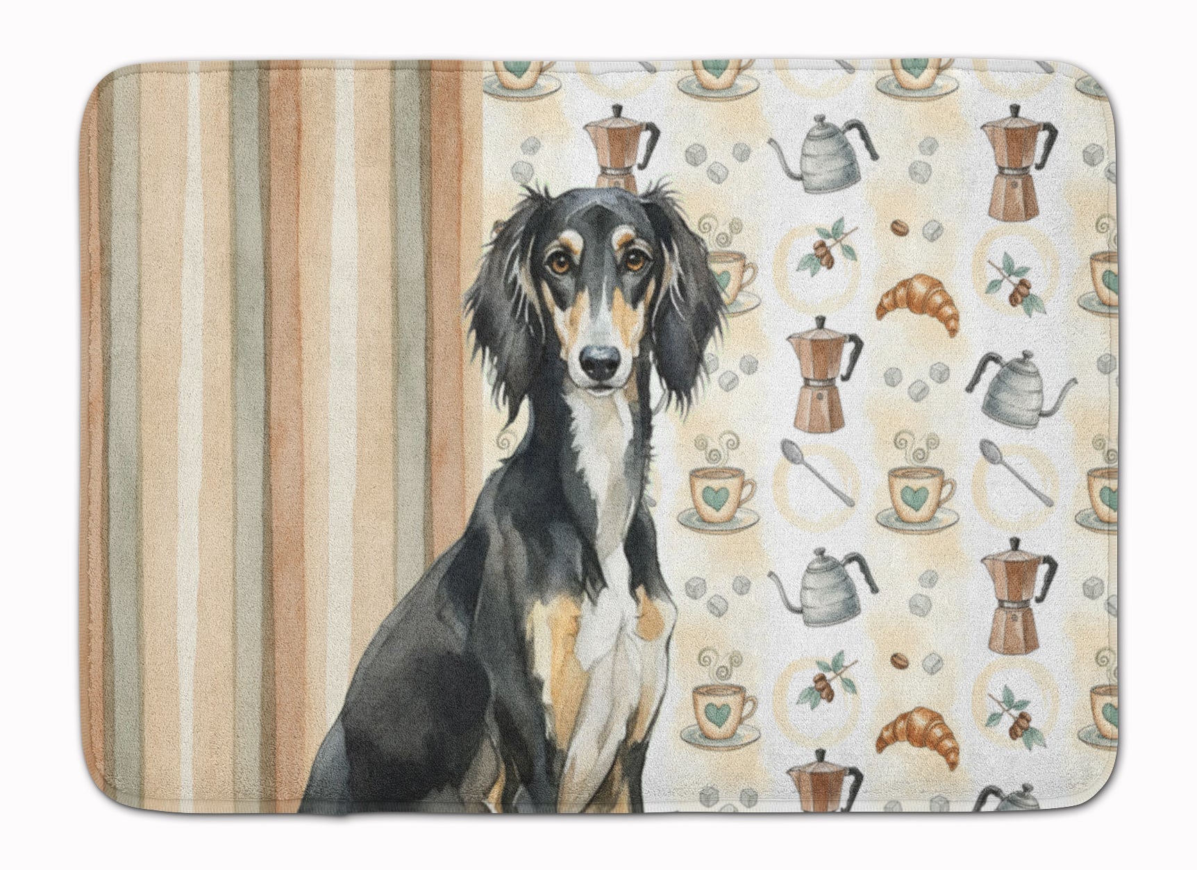 Black and Tan Saluki Coffee Bar Memory Foam Kitchen Mat Machine Washable Anti-Fatigue Cushion Comfort Bath or Kitchen Rug