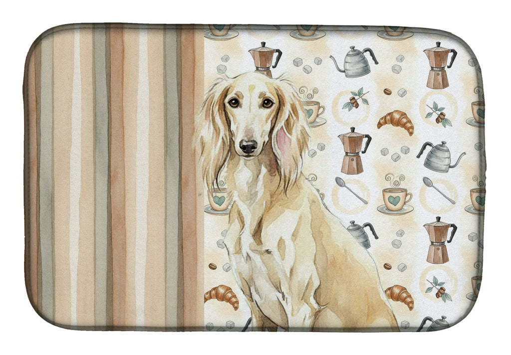 Cream Saluki Coffee Bar Dish Drying Mat Absorbent Dish Drying Mat Pad for Kitchen Counter Dish Drainer Mat for Countertop, 14 x 21", Multicolor