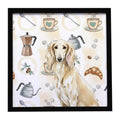 Cream Saluki Coffee Bar Framed Metal Print Bathroom, Kitchen, Office, Home Decor Wall Art Ready to Hang, Square, 8X8
