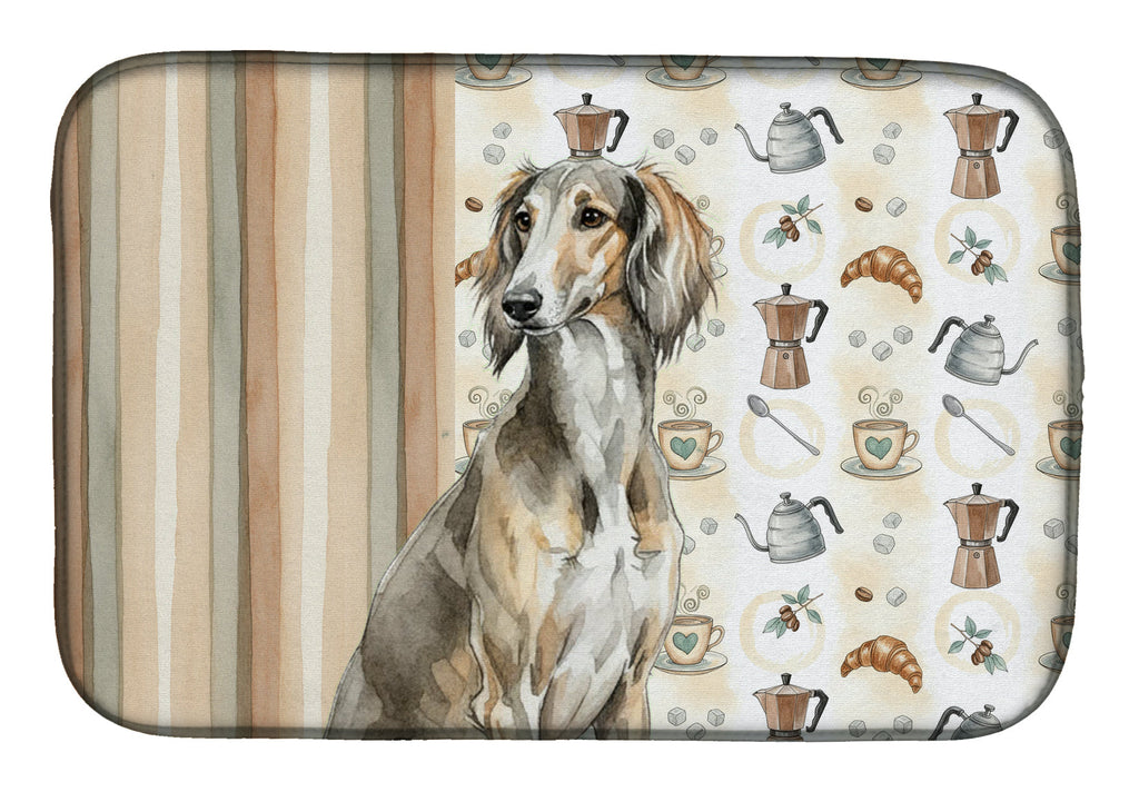 Grizzle Saluki Coffee Bar Dish Drying Mat Absorbent Dish Drying Mat Pad for Kitchen Counter Dish Drainer Mat for Countertop, 14 x 21", Multicolor