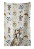 Grizzle Saluki Coffee Bar Kitchen Towel Velour Plush Front and Cotton Loop Back Machine Washable