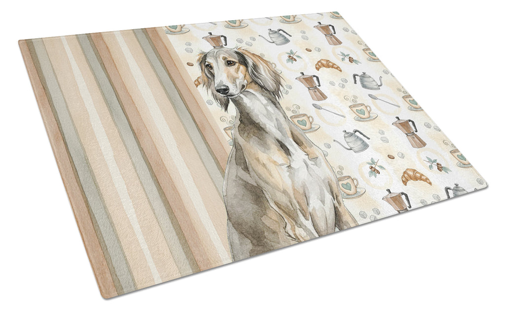 Grizzle Saluki Coffee Bar Cutting Board Tempered Glass Kitchen Cutting Surface, Heat Resistant Chopping, Non-Slip Feet, Food Prep & Serving
