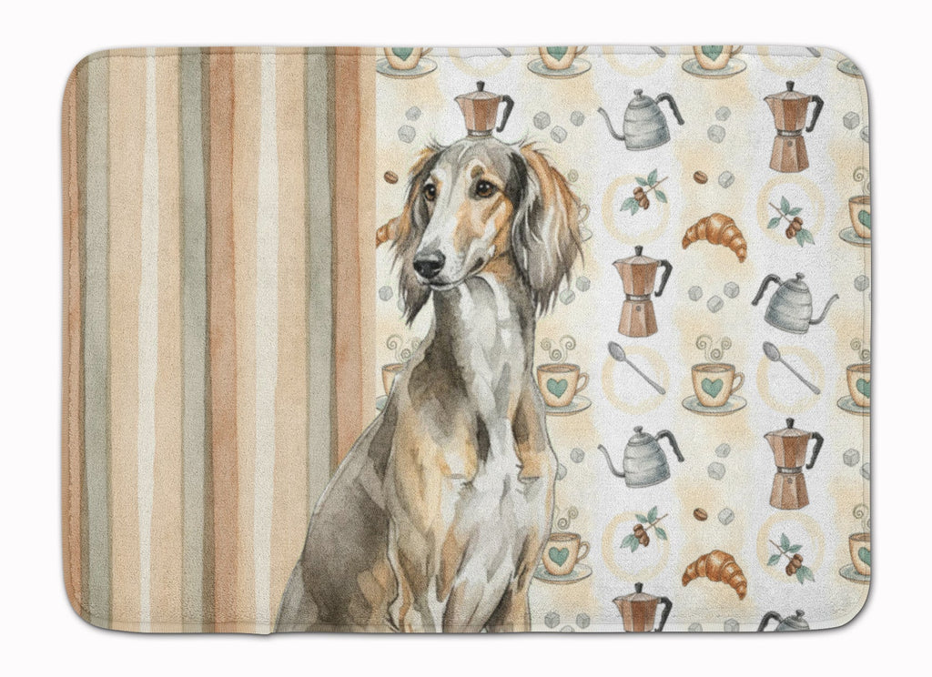 Grizzle Saluki Coffee Bar Memory Foam Kitchen Mat Machine Washable Anti-Fatigue Cushion Comfort Bath or Kitchen Rug