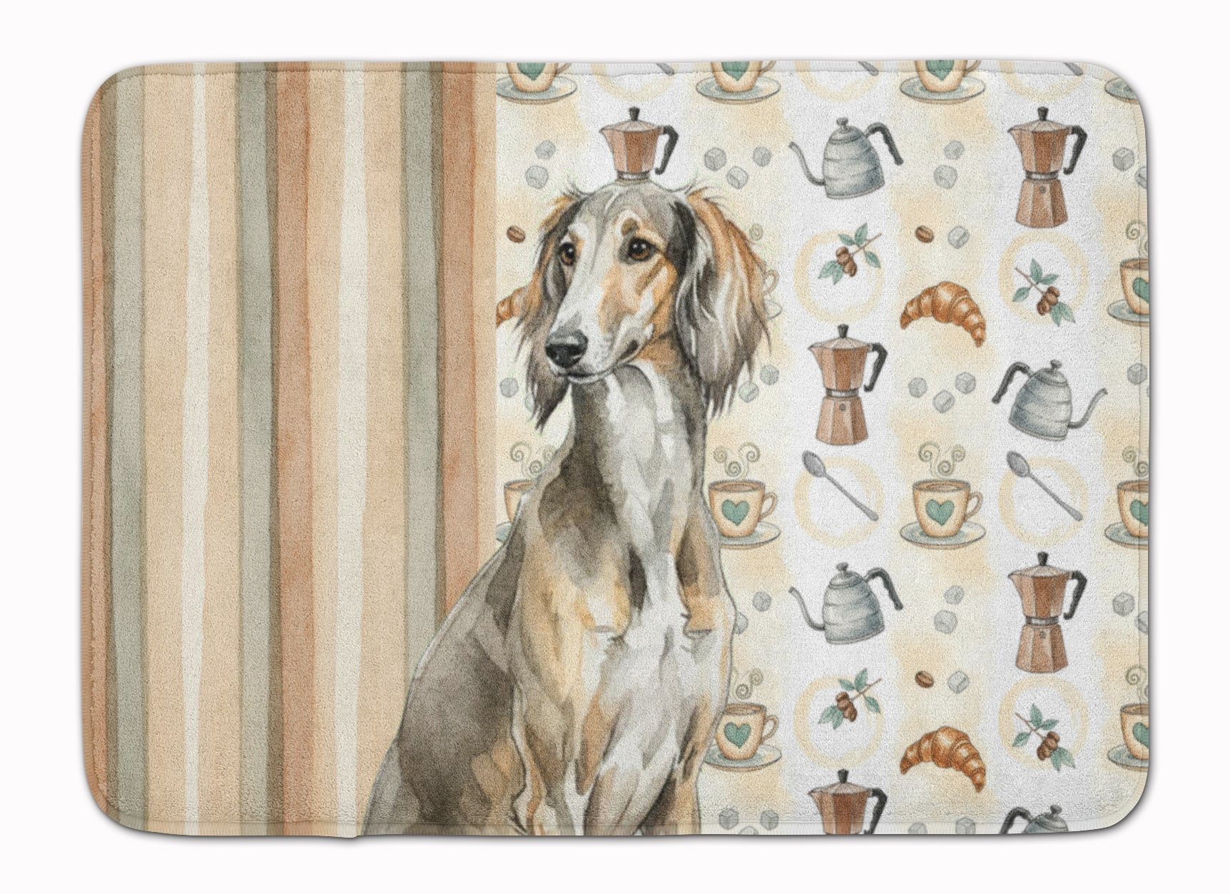 Grizzle Saluki Coffee Bar Memory Foam Kitchen Mat Machine Washable Anti-Fatigue Cushion Comfort Bath or Kitchen Rug